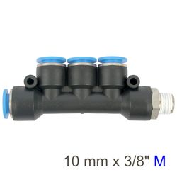 AIRCRAFT Pu Hose Fitting Manifold 4 X 10mm Port X 3/8'm